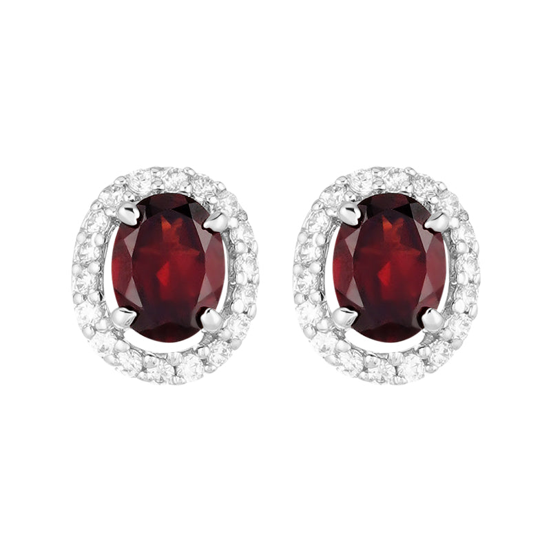 Sterling Silver Garnet & Zircon Studs