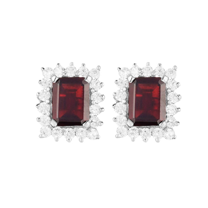 Sterling Silver Garnet & Zircon Studs