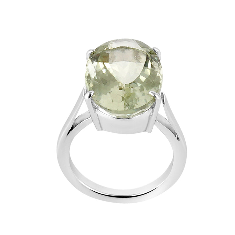 Green Amethyst Ring in Sterling Silver