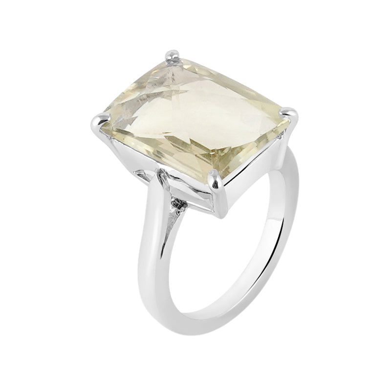 Green Amethyst Ring in Sterling Silver