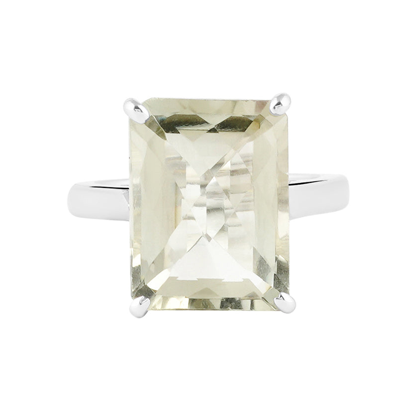 Green Amethyst Ring in Sterling Silver