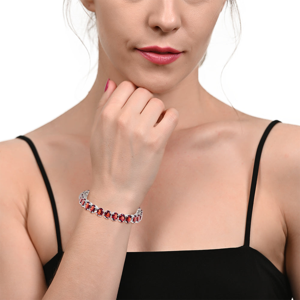 Sterling Silver Garnet Bracelet