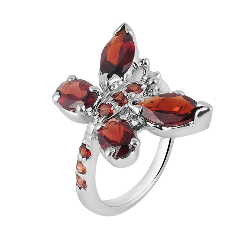 Garnet Ring in Sterling Silver