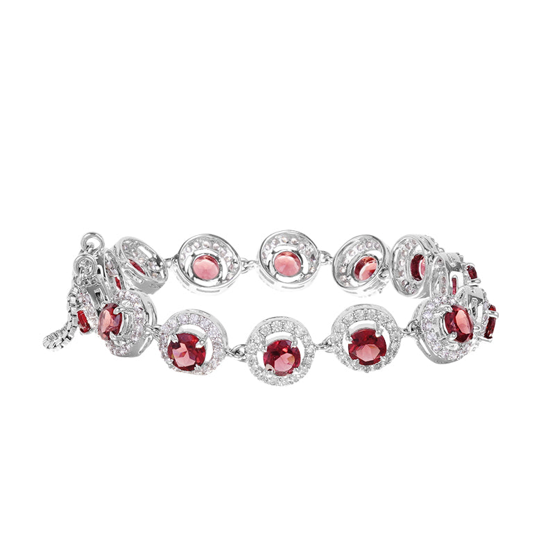 Sterling Silver Garnet & Zircon Bracelet