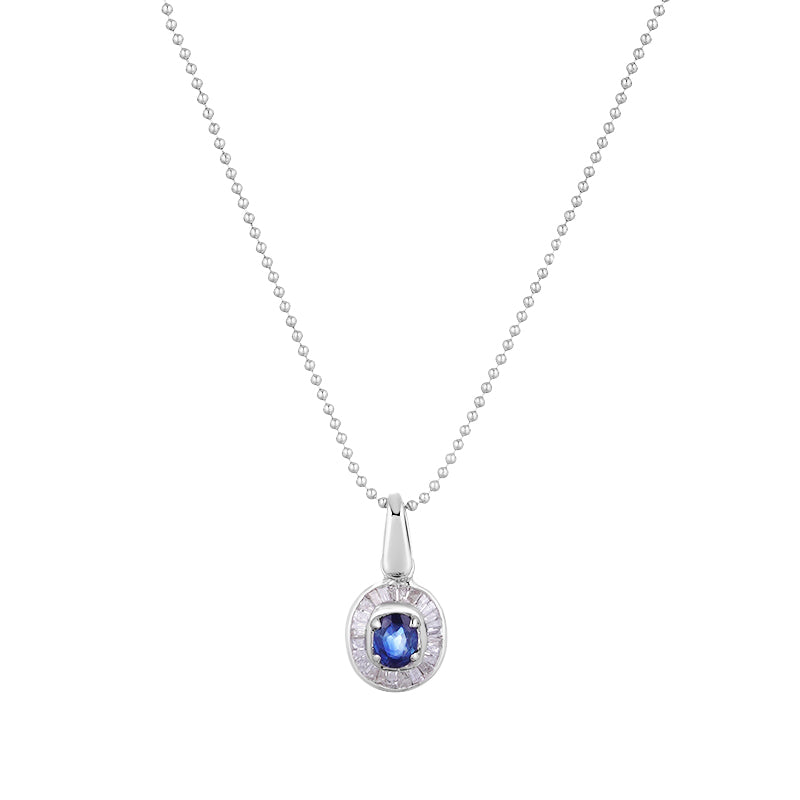 Sterling Silver Sapphire & Diamond Pendant