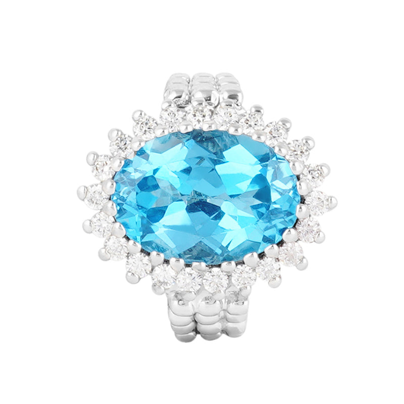 Blue Topaz & Zircon Ring in Sterling Silver