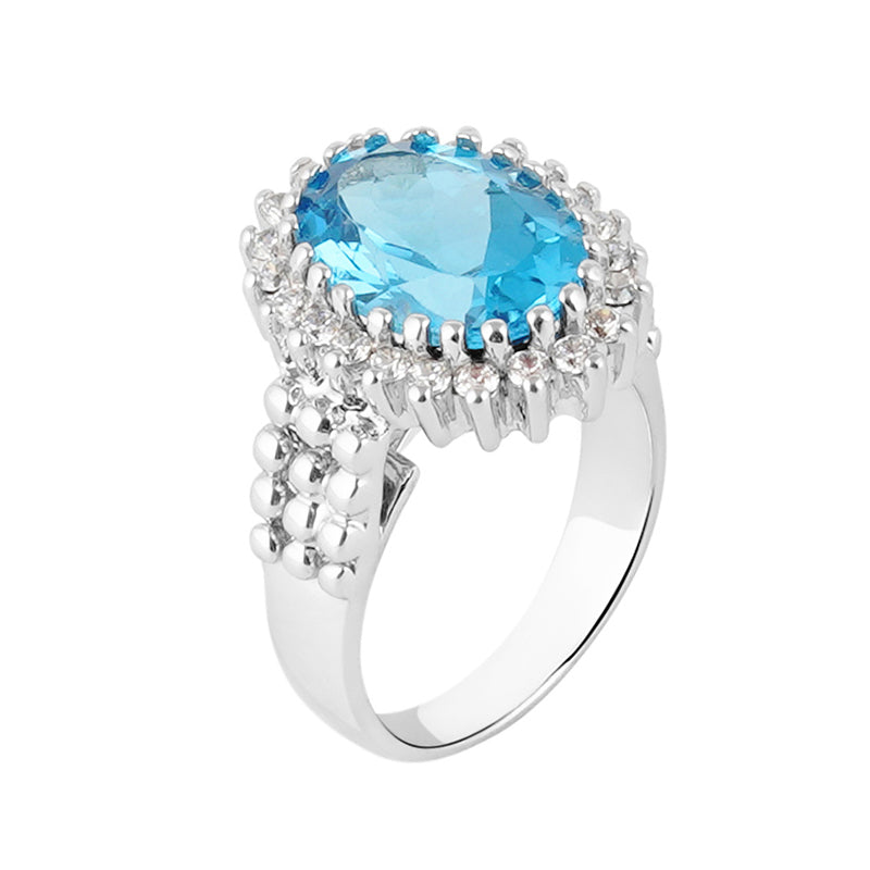 Blue Topaz & Zircon Ring in Sterling Silver