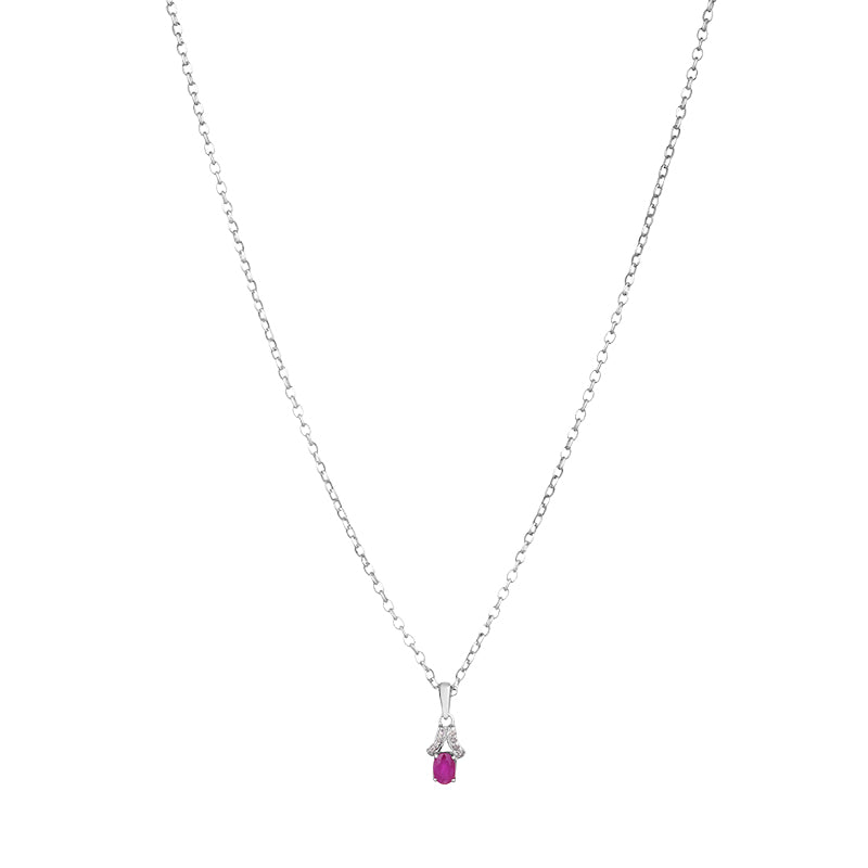 Sterling Silver Ruby & Diamond Pendant