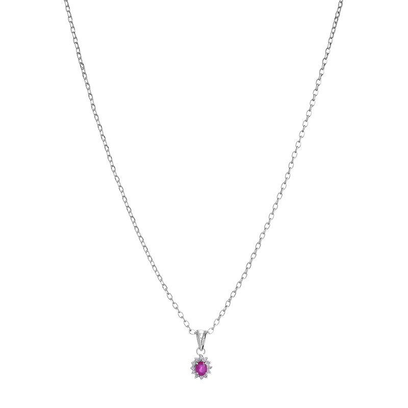 Sterling Silver Ruby & Diamond Pendant