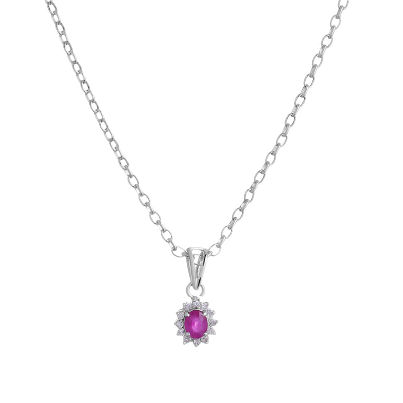 Sterling Silver Ruby & Diamond Pendant