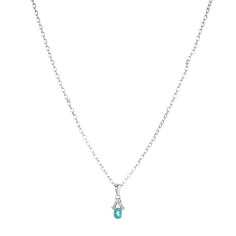 Sterling Silver Emerald & Diamond Pendant