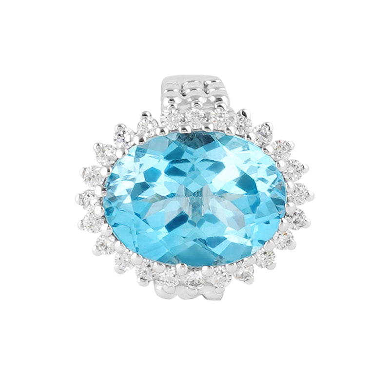 Blue Topaz & Zircon Ring in Sterling Silver