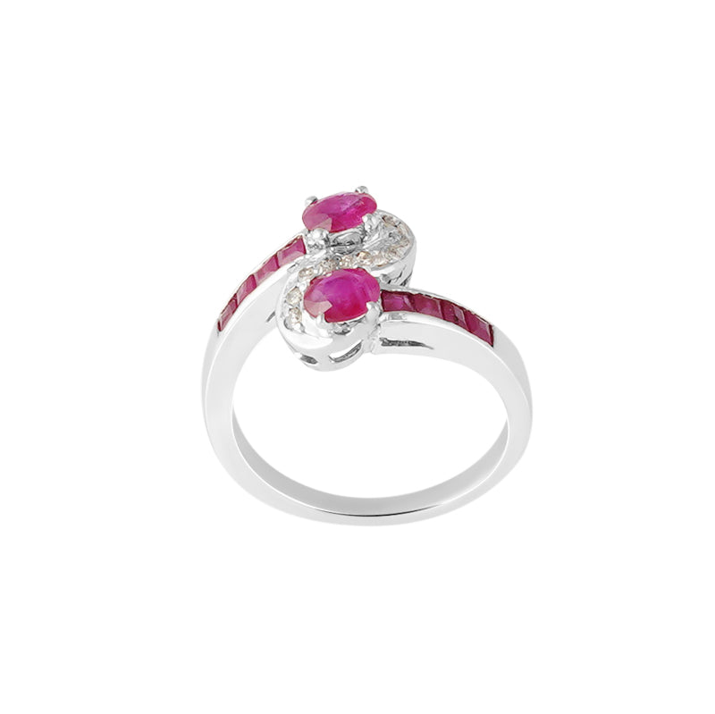 Ruby & Diamond Ring in Sterling Silver