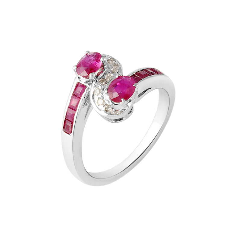 Ruby & Diamond Ring in Sterling Silver