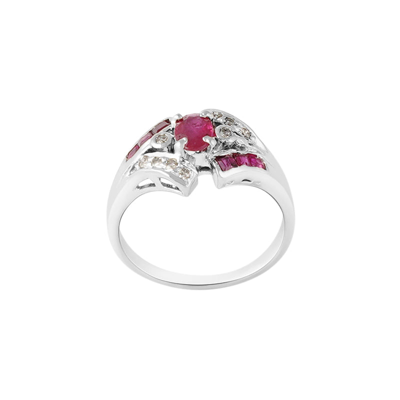 Ruby & Diamond Ring in Sterling Silver