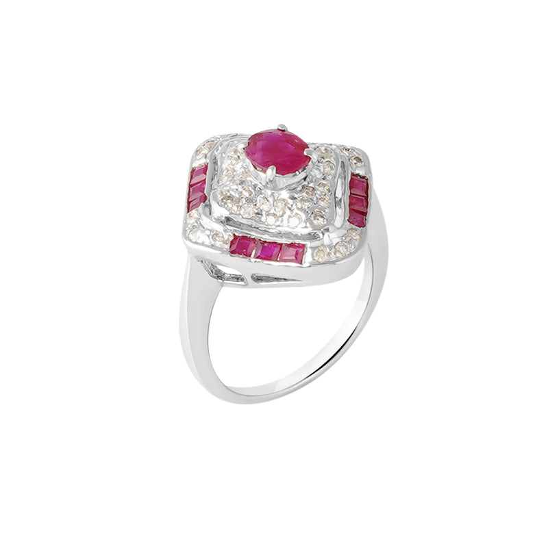 Ruby & Diamond Ring in Sterling Silver