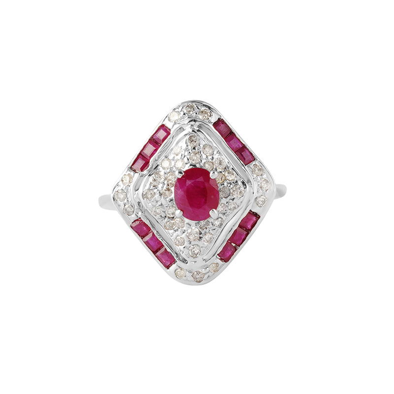 Ruby & Diamond Ring in Sterling Silver