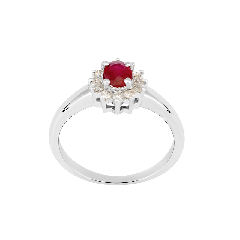 Ruby & Diamond Ring in Sterling Silver