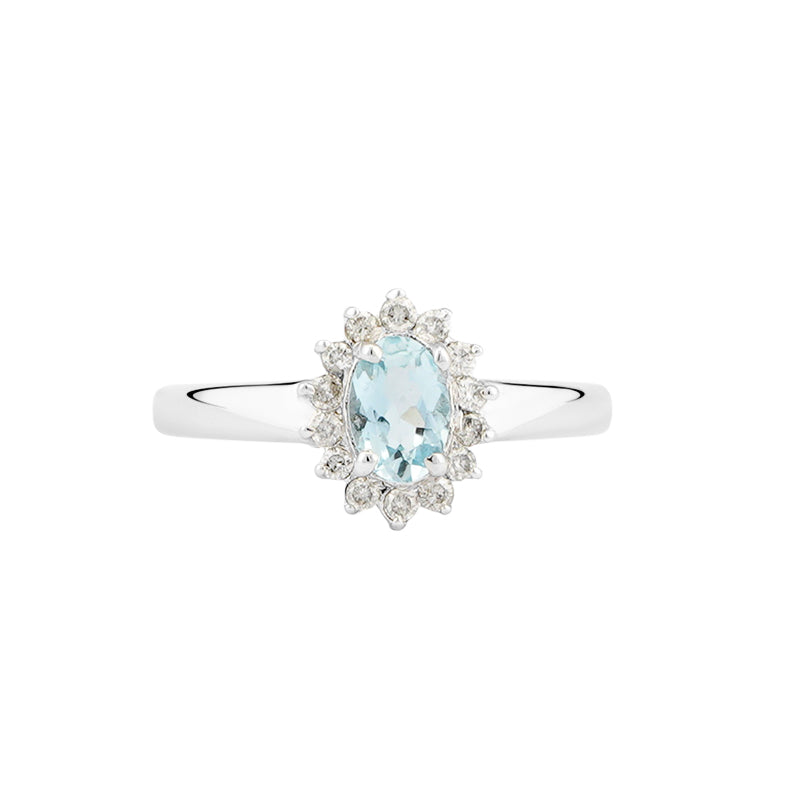 Aqua & Diamond Ring in Sterling Silver