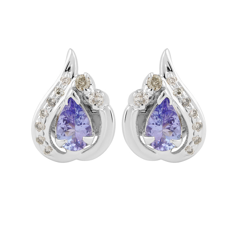 Sterling Silver Tanzanite & Diamond Stud