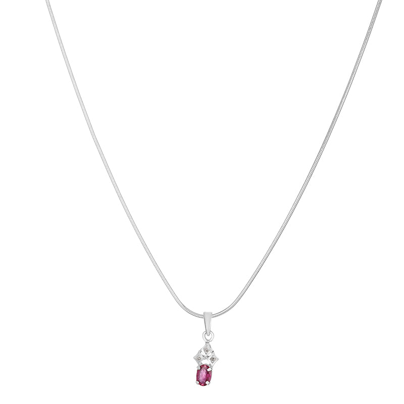 Sterling Silver Ruby & Diamond Pendant