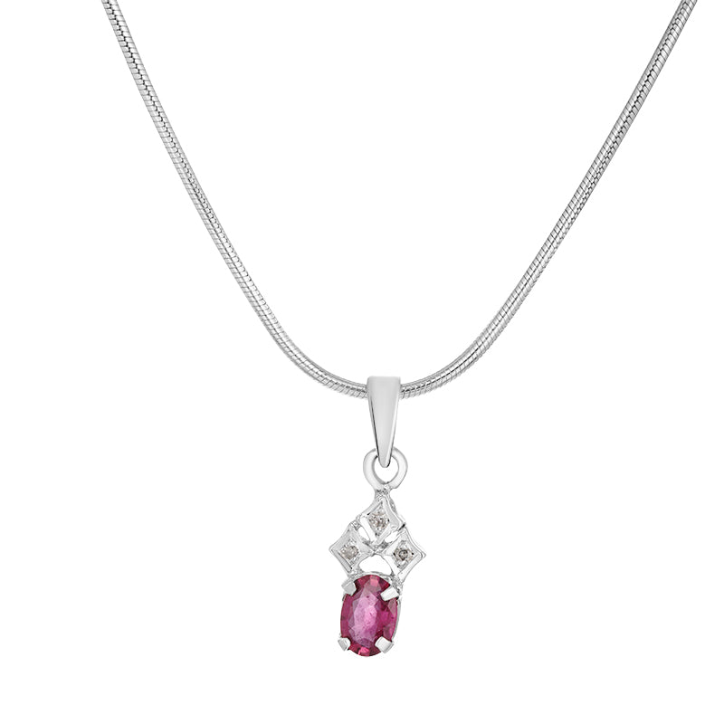 Sterling Silver Ruby & Diamond Pendant