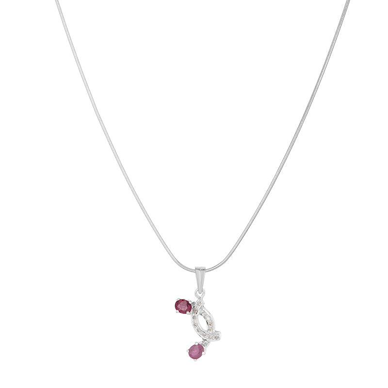 Sterling Silver Ruby & Diamond Pendant