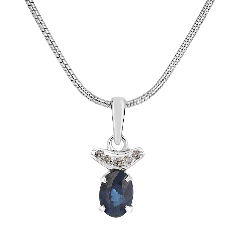 Sterling Silver Sapphire & Diamond Pendant