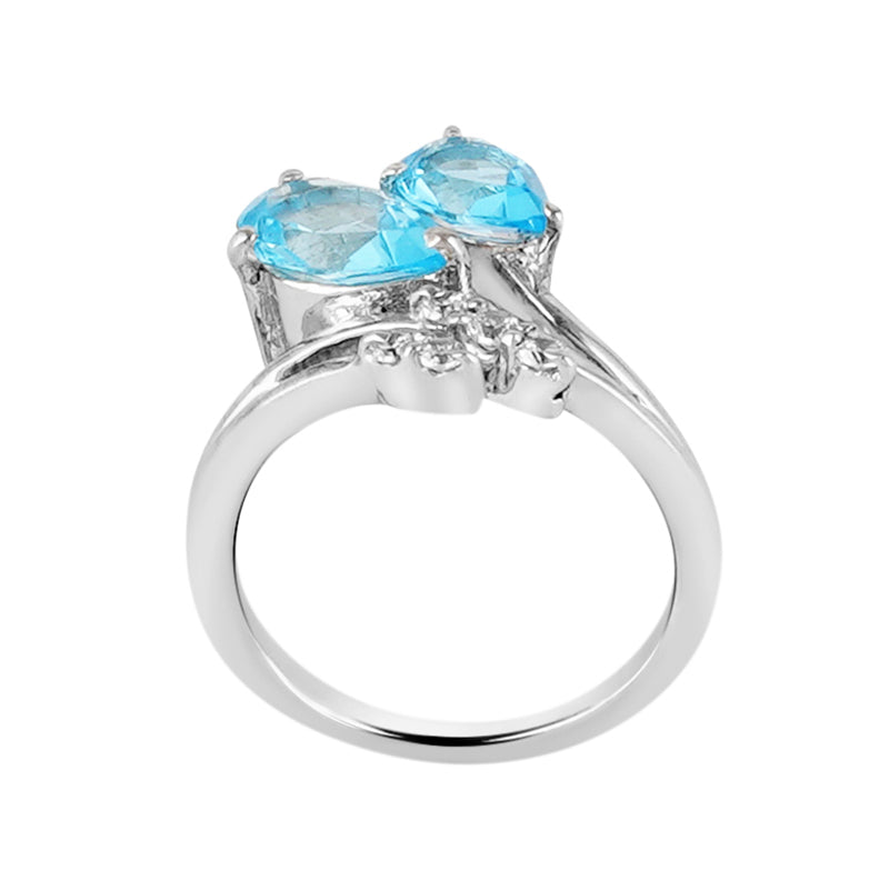 Blue Topaz & Zircon Ring in Sterling Silver