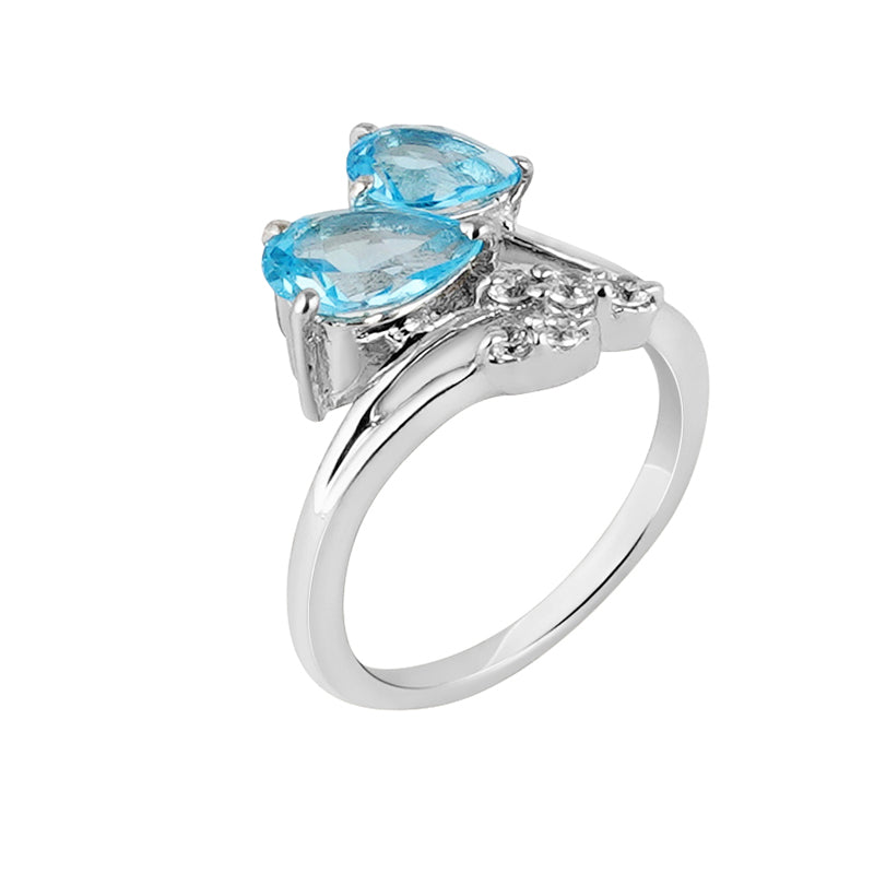 Blue Topaz & Zircon Ring in Sterling Silver