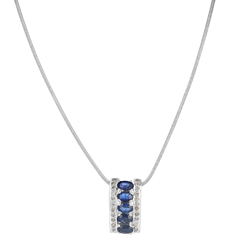 Sterling Silver Sapphire & Diamond Pendant