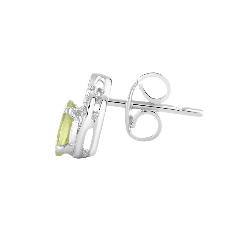 Sterling Silver Peridot & Diamond Stud