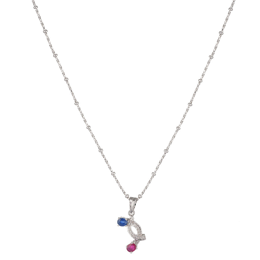 Sterling Silver Ruby, Sapphire & Diamond Pendant