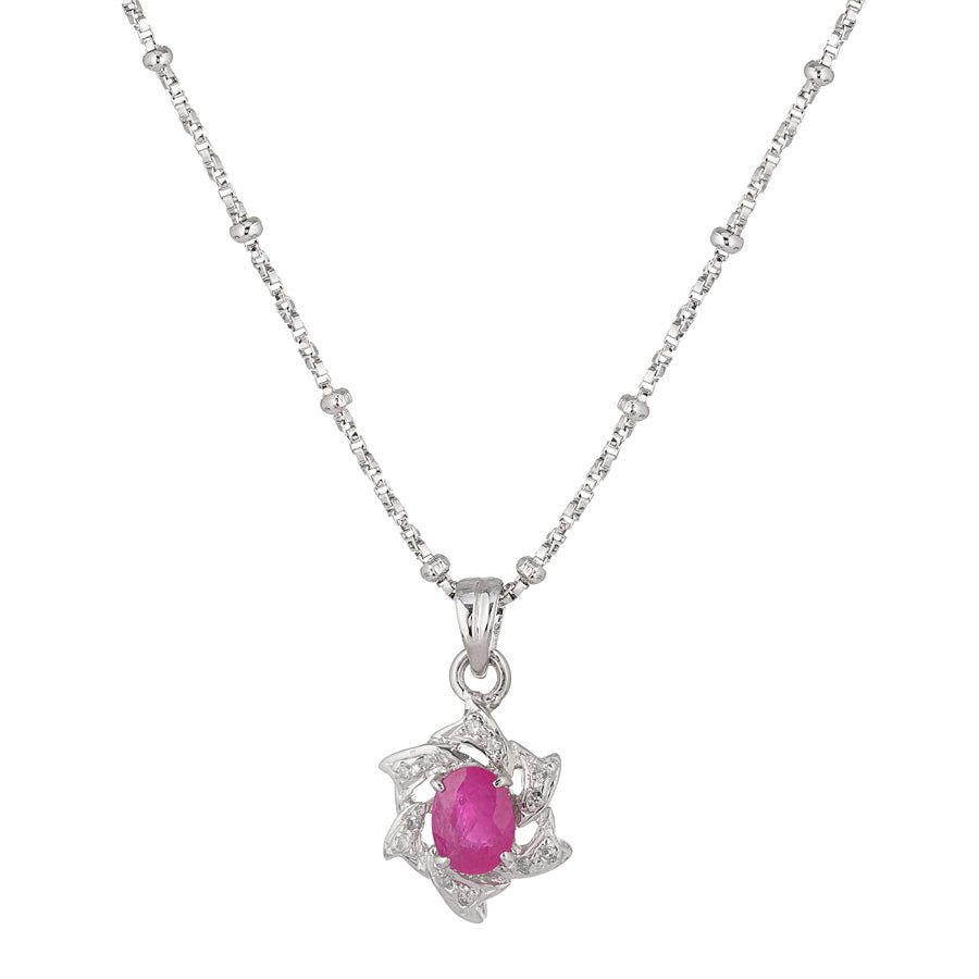 Sterling Silver Ruby & Diamond Pendant