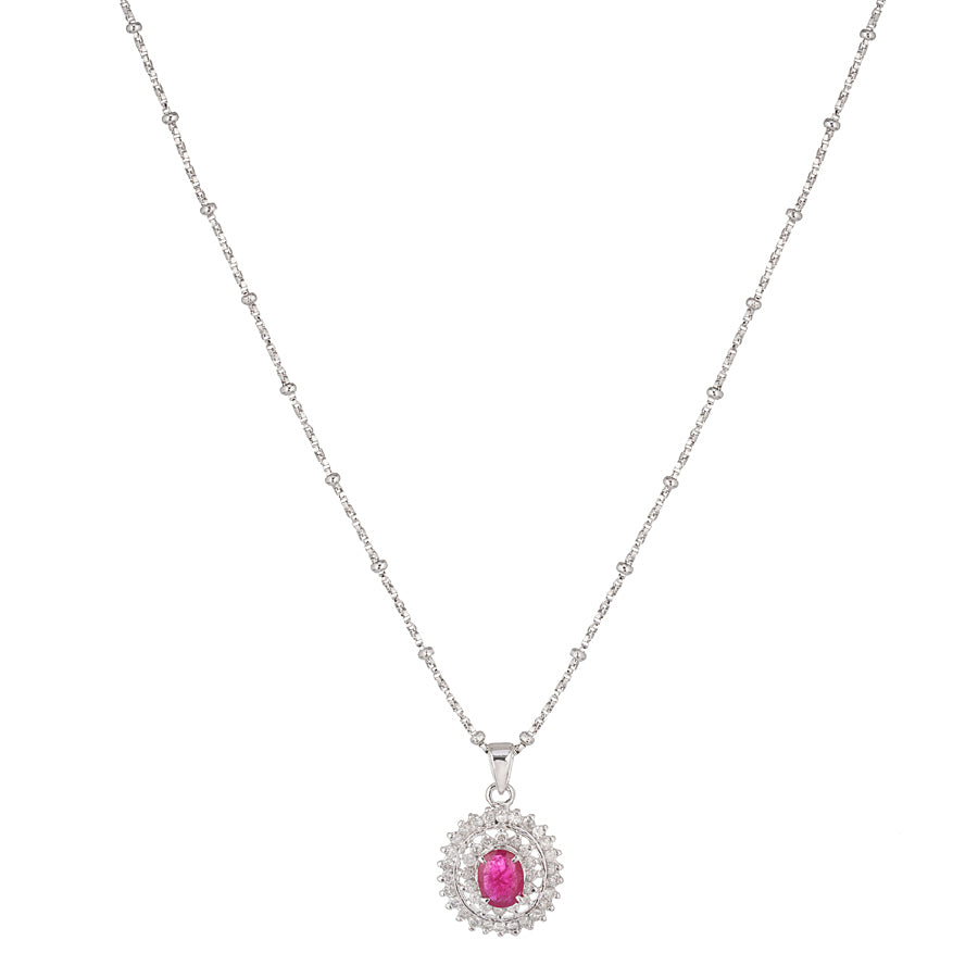 Sterling Silver Ruby & Diamond Pendant