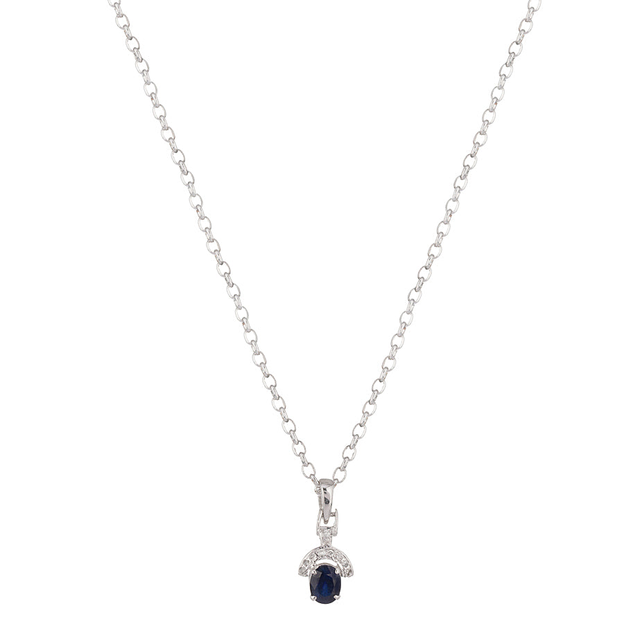 Sterling Silver Sapphire & Diamond Pendant