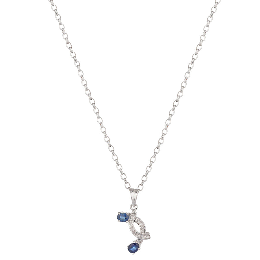 Sterling Silver Sapphire & Diamond Pendant