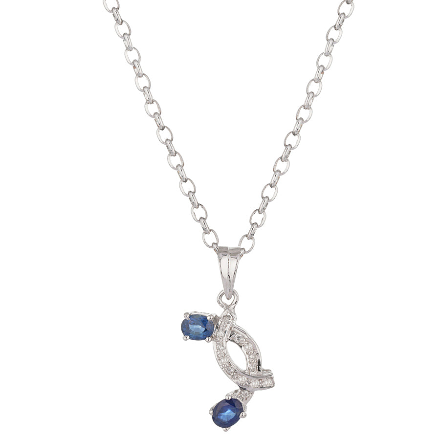 Sterling Silver Sapphire & Diamond Pendant