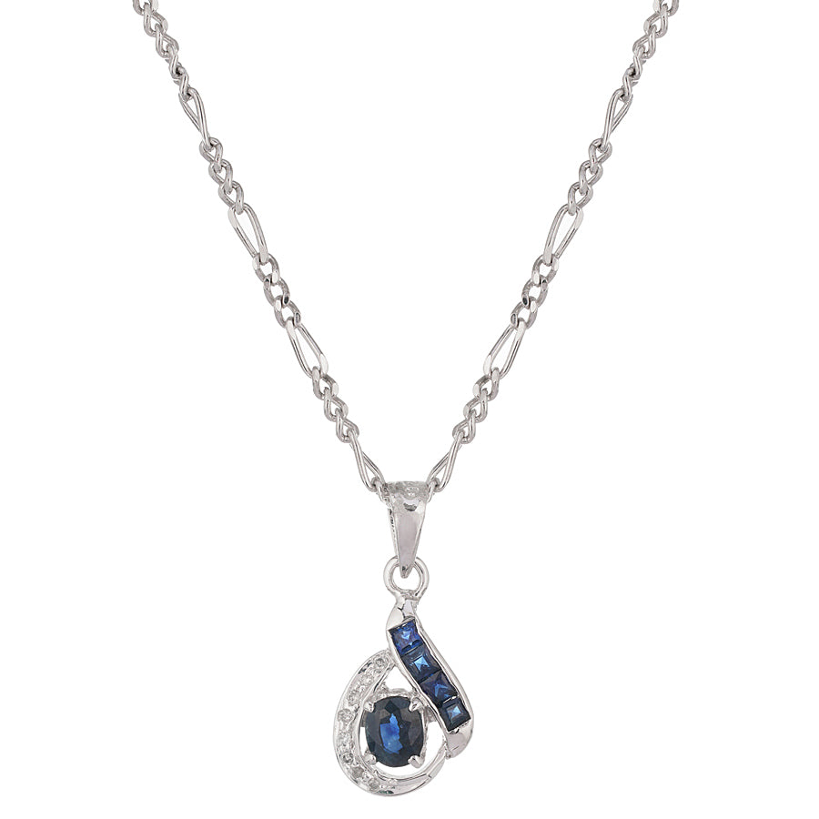 Sterling Silver Sapphire & Diamond Pendant