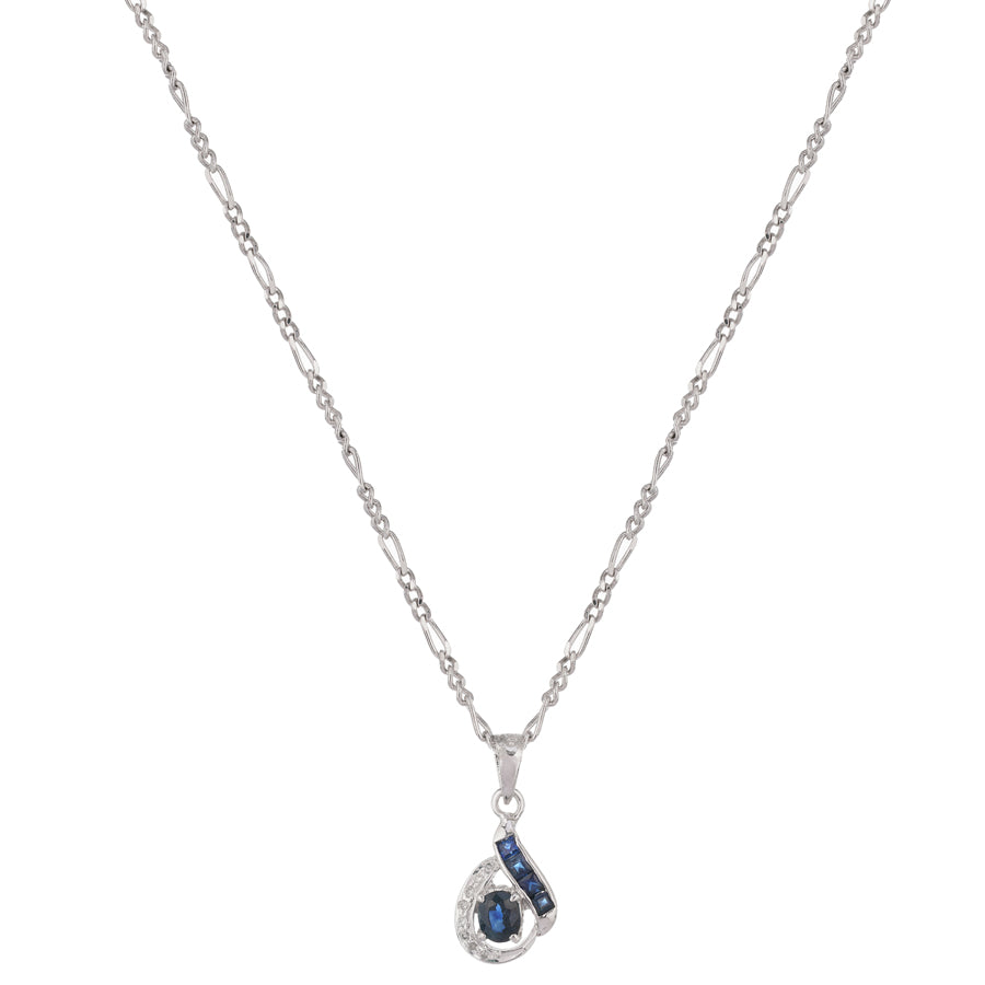 Sterling Silver Sapphire & Diamond Pendant