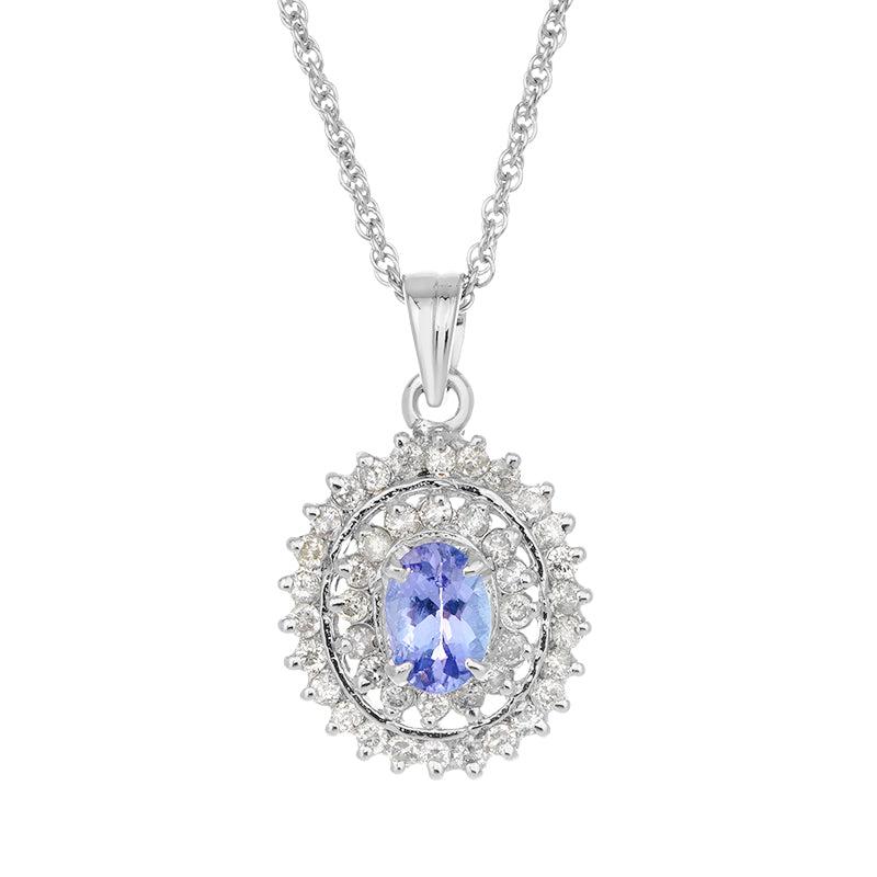 Sterling Silver Tanzanite & Diamond Pendant