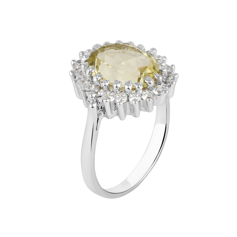 Lemon Topaz & Zircon Ring in Sterling Silver