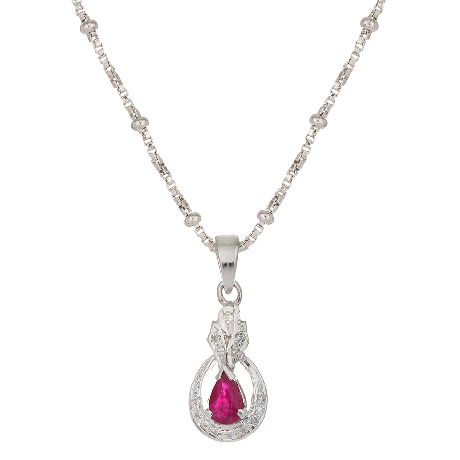 Sterling Silver Ruby & Diamond Pendant