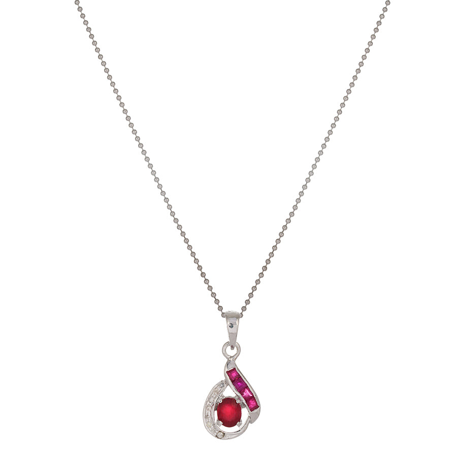 Sterling Silver Ruby & Diamond Pendant