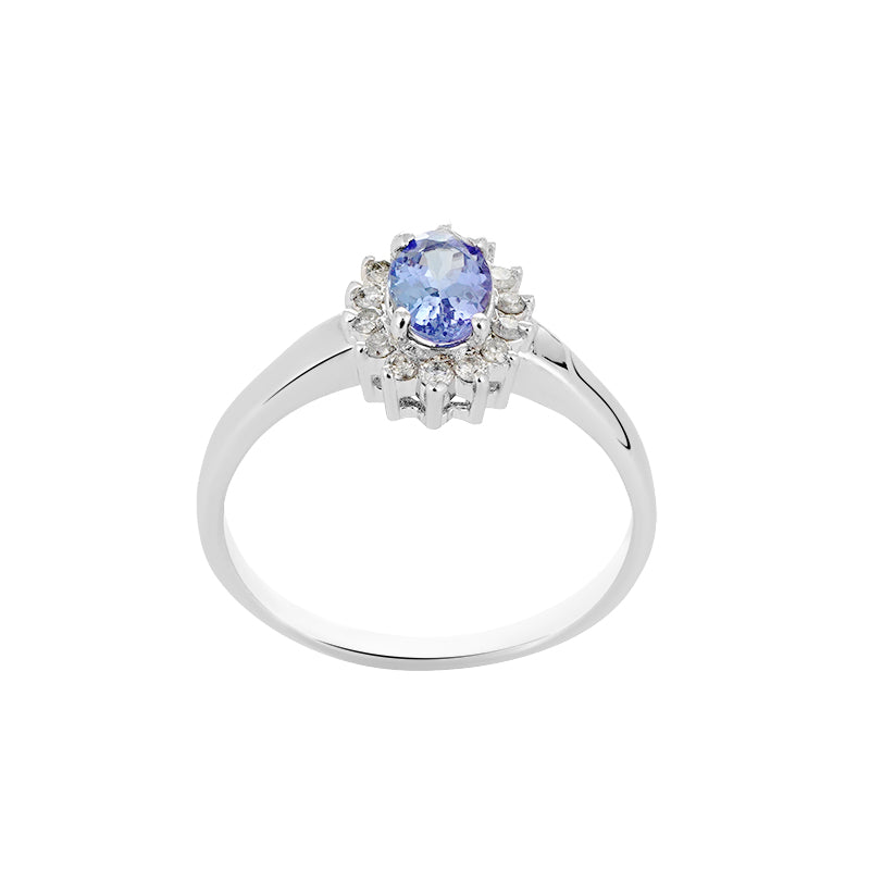 Tanzanite & Diamond Ring in Sterling Silver