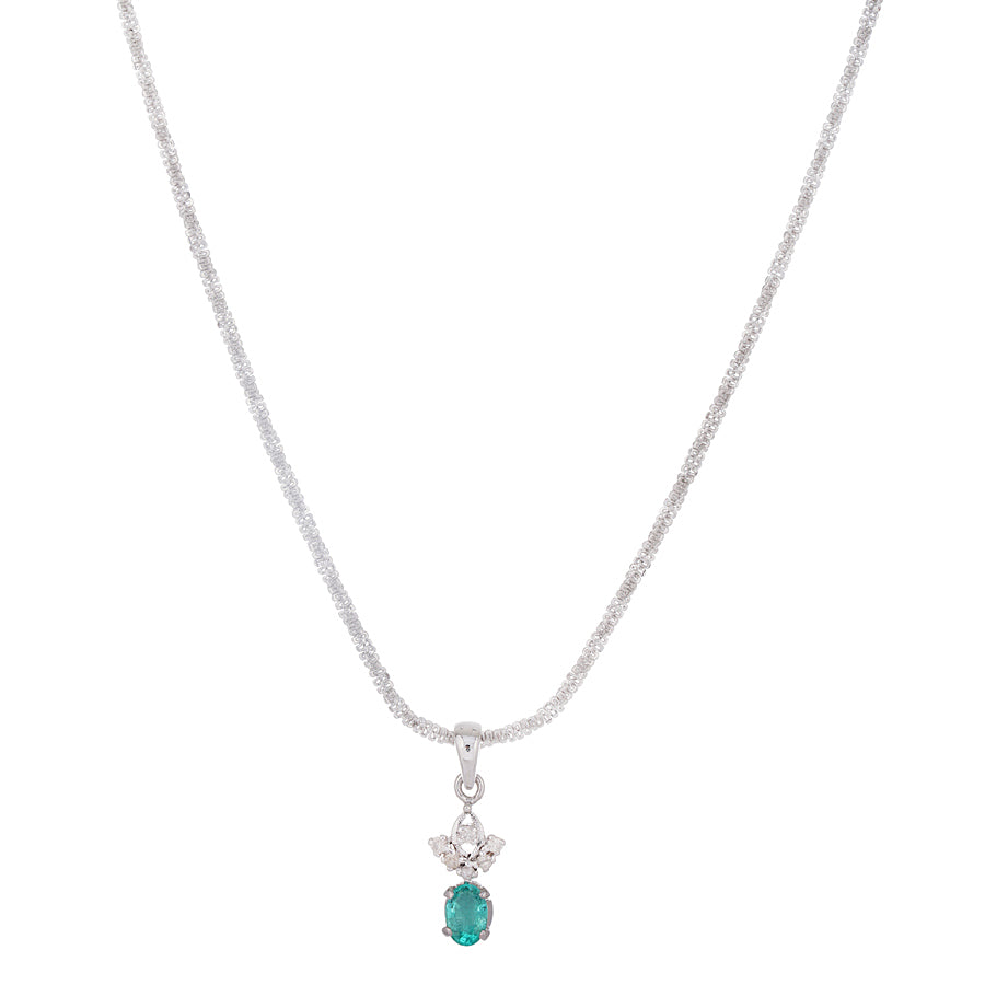 Emerald & Diamond Pendant Set in Sterling Silver