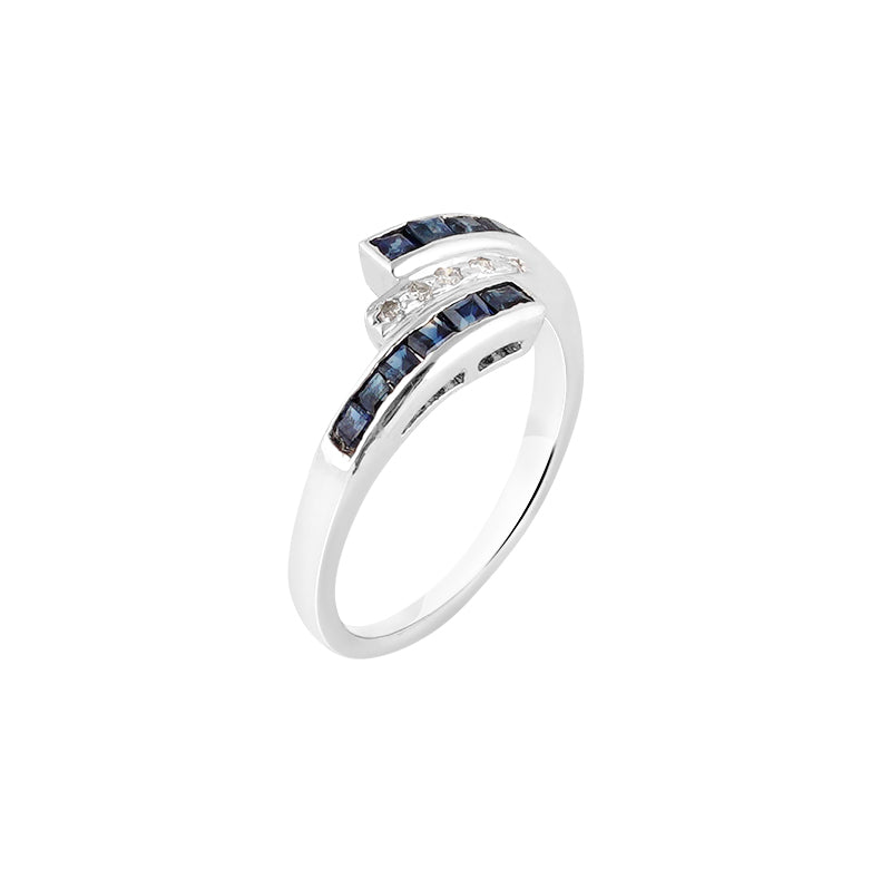 Sapphire & Diamond Ring in Sterling Silver