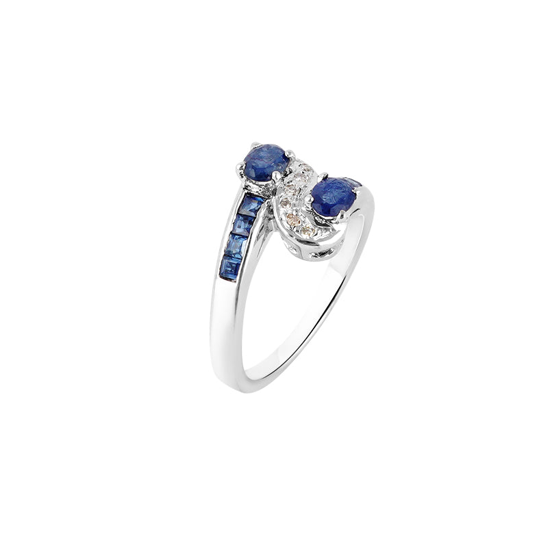 Sapphire & Diamond Ring in Sterling Silver