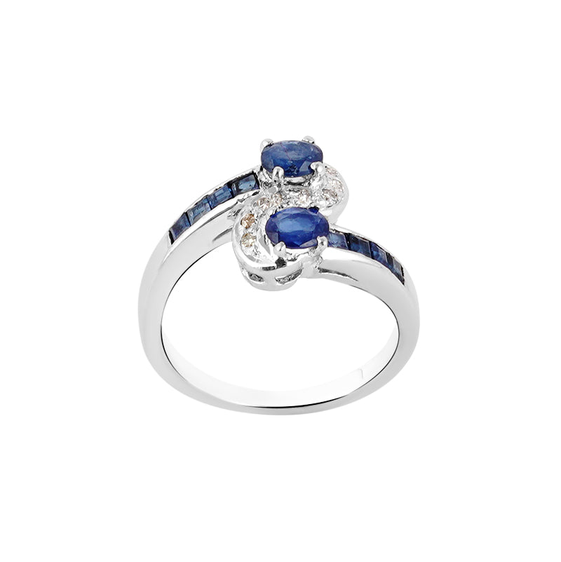 Sapphire & Diamond Ring in Sterling Silver