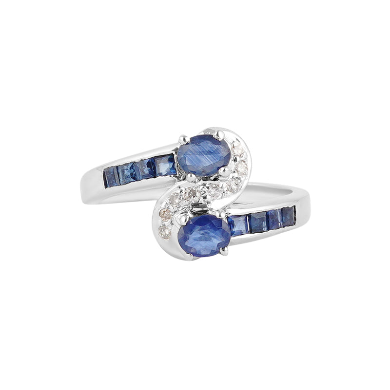 Sapphire & Diamond Ring in Sterling Silver